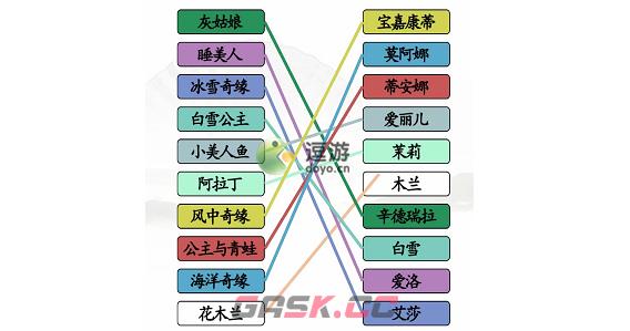 汉字找茬王连线配对的公主昵称通关攻略