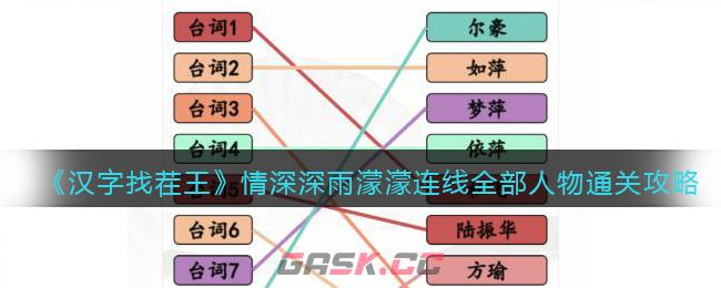 《汉字找茬王》情深深雨濛濛连线全部人物通关攻略-第1张-手游攻略-GASK