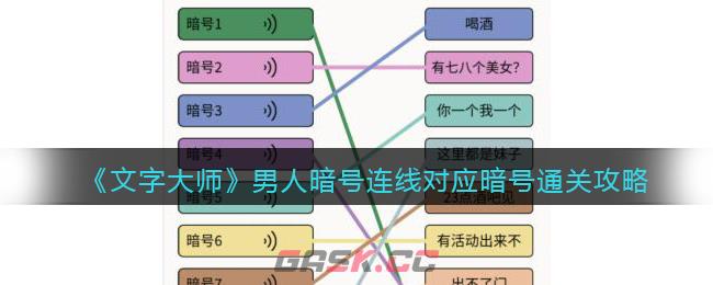 《文字大师》男人暗号连线对应暗号通关攻略-第1张-手游攻略-GASK