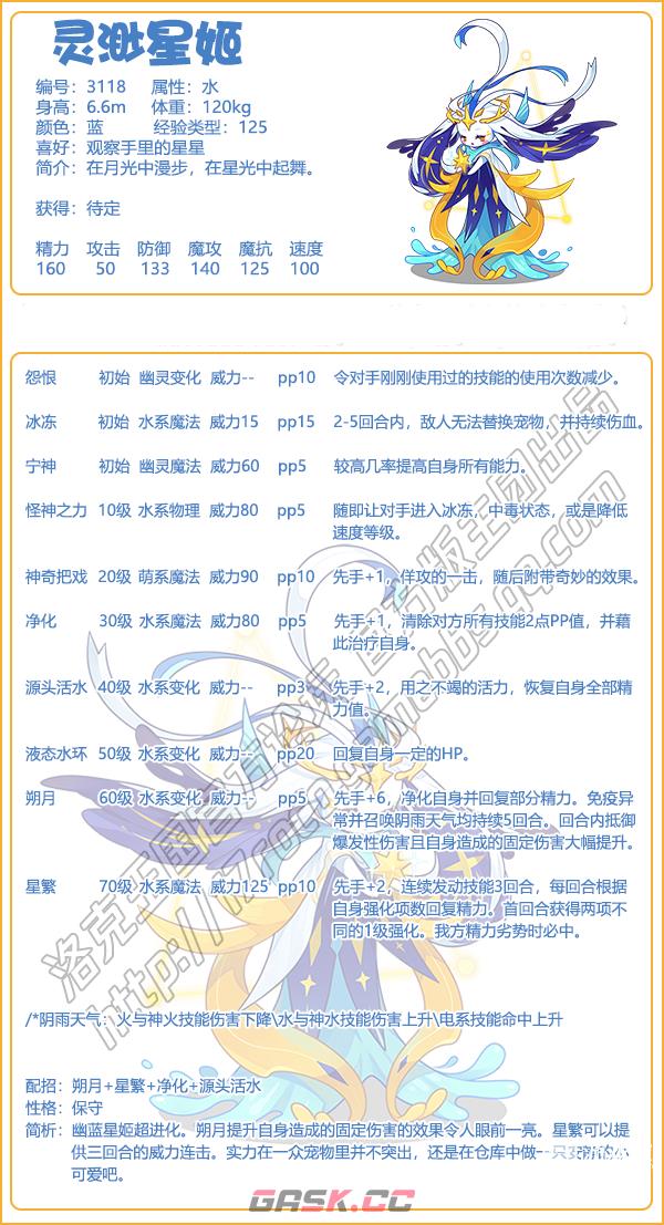 《洛克王国》灵渺星姬技能表图鉴-第2张-手游攻略-GASK