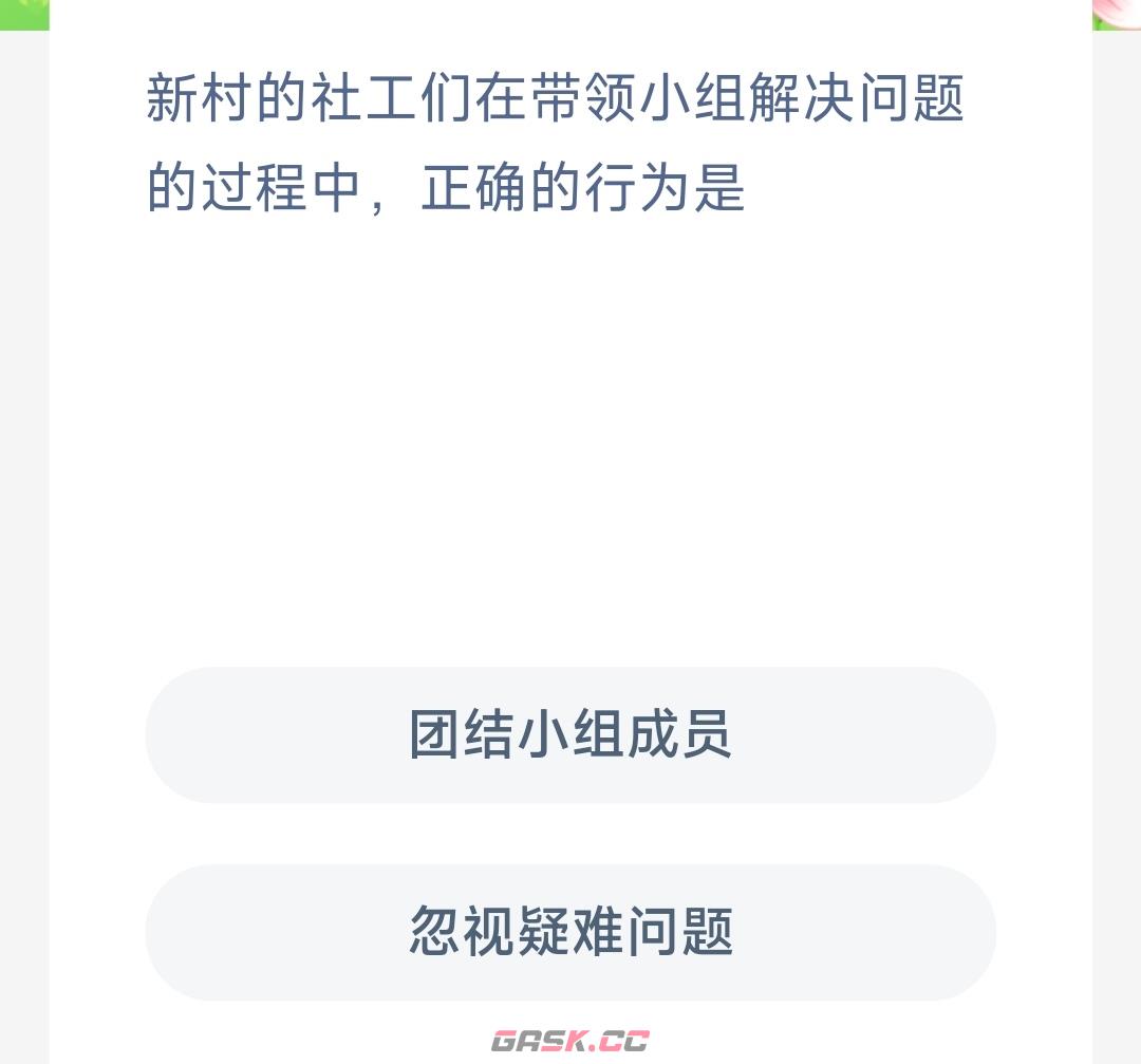 新村的社工们在带领小组解决问题的过程中正确的行为是-第2张-手游攻略-GASK