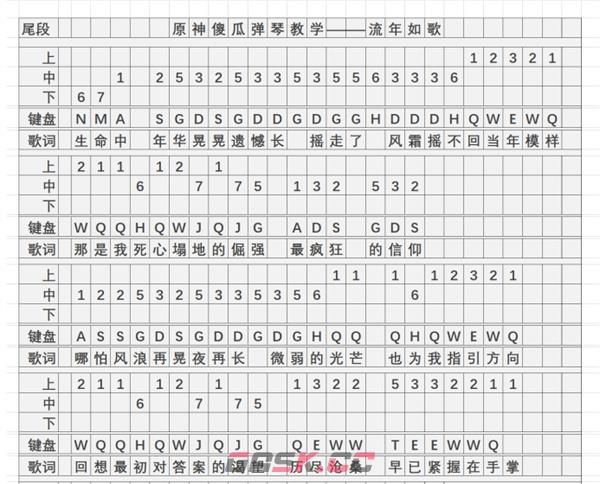 《原神》流年如歌琴谱简谱图片分享-第4张-手游攻略-GASK