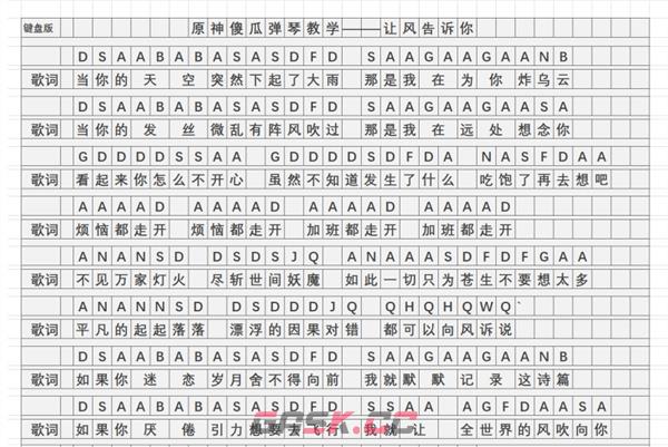《原神》让风告诉你琴谱简谱图片分享-第3张-手游攻略-GASK