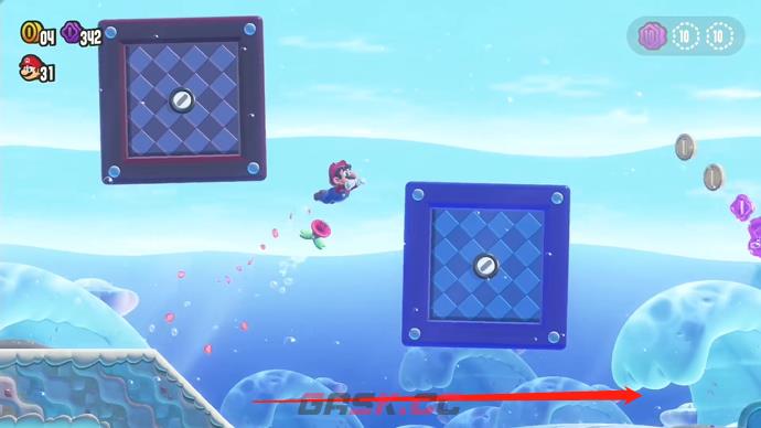 《超级马里奥兄弟：惊奇》花花群岛-海豚踢Lv.1大紫币位置-第2张-单机攻略-GASK