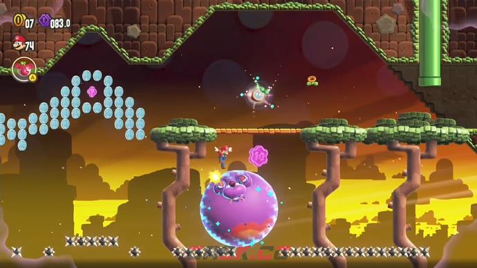 《超级马里奥兄弟：惊奇》W1sp弹滚波铃横越尖刺大紫币位置-第4张-单机攻略-GASK