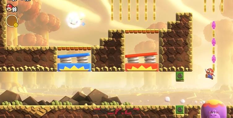 《超级马里奥兄弟：惊奇》W1弹飞吧！弹滚波铃怎么过关-第2张-单机攻略-GASK