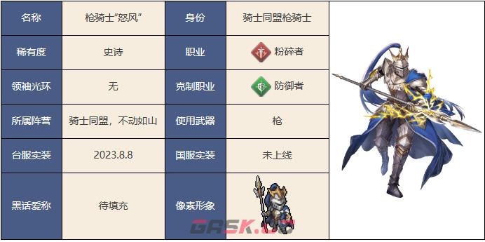 《铃兰之剑为这和平的世界》枪骑士怒风角色介绍一览-第15张-手游攻略-GASK