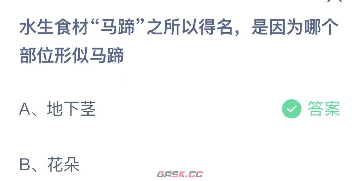 水生食材马蹄之所以得名，是因为哪个部位形似马蹄-第2张-手游攻略-GASK