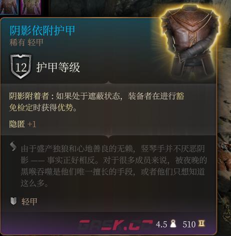 《博德之门3》阴影依附护甲 稀有介绍-第2张-单机攻略-GASK