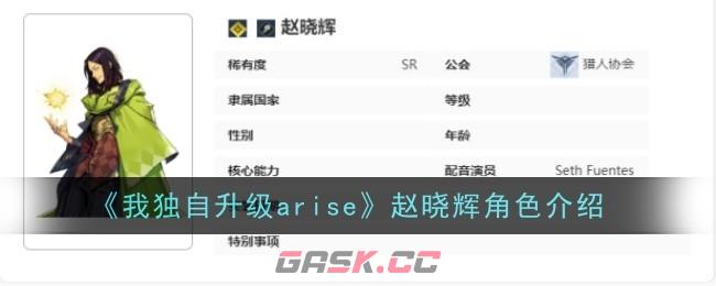 《我独自升级arise》赵晓辉角色介绍-第1张-手游攻略-GASK