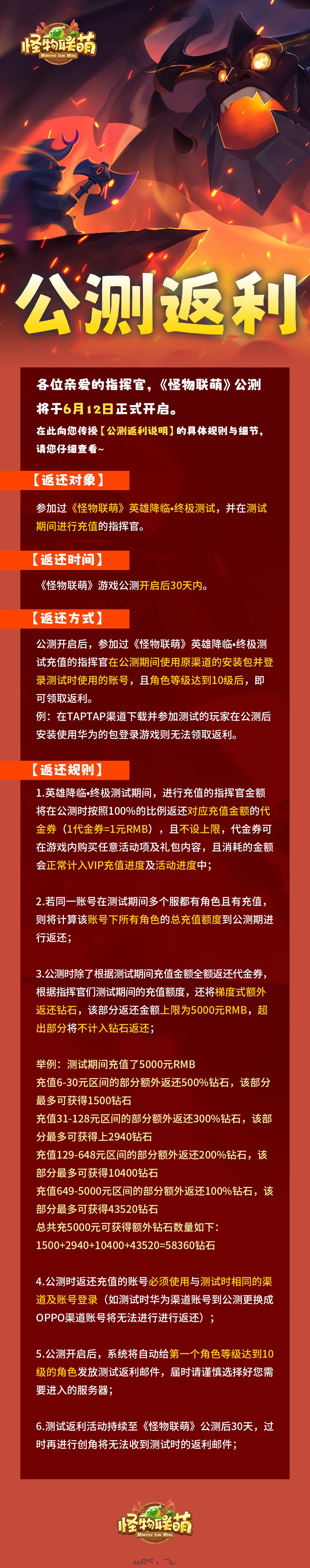 《怪物联萌》公测返利规则-第2张-手游攻略-GASK