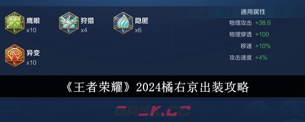 《王者荣耀》2024橘右京出装攻略-第1张-手游攻略-GASK