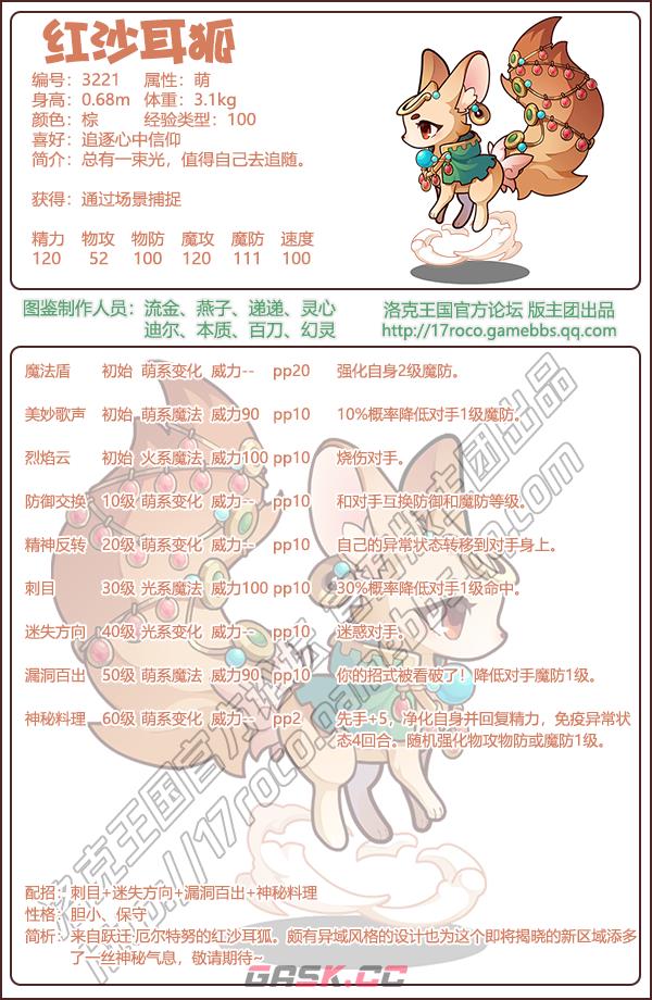 《洛克王国》红沙耳狐技能表图鉴-第2张-手游攻略-GASK