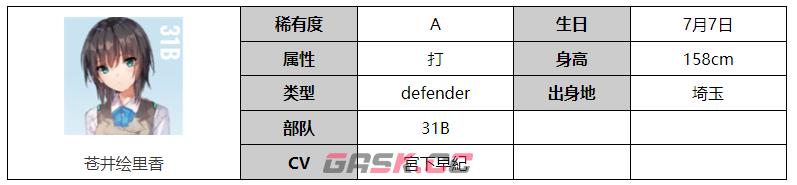 《炽焰天穹》苍井绘里香角色介绍-第2张-手游攻略-GASK