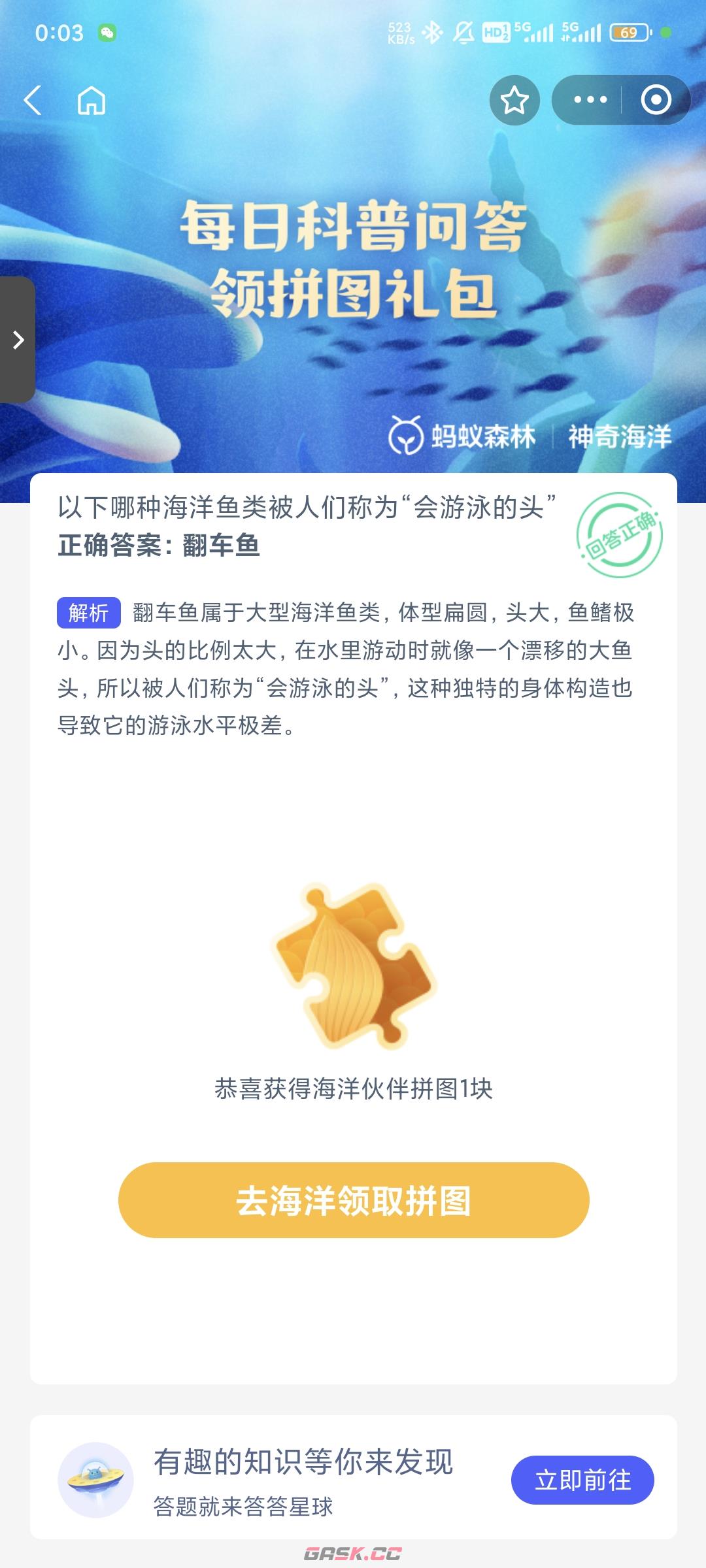 以下哪种海洋鱼类被人们称为会游泳的头-第2张-手游攻略-GASK