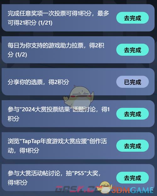 《TapTap》2024年度大赏游戏积分任务玩法介绍-第6张-手游攻略-GASK