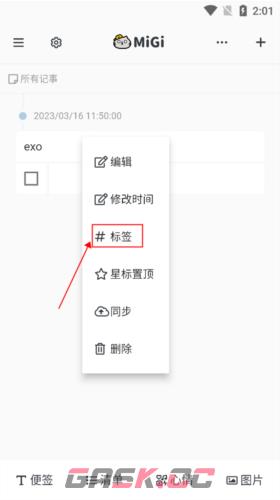 《migi笔记》添加标签方法-第2张-手游攻略-GASK