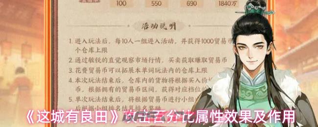 《这城有良田》攻击百分比属性效果及作用