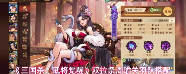 《三国杀：武将觉醒》双拉条周瑜关羽队搭配