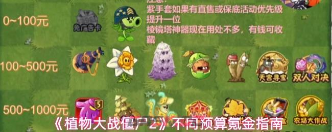 《植物大战僵尸2》不同预算氪金指南