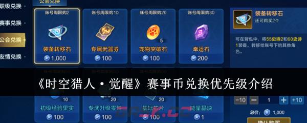 《时空猎人·觉醒》赛事币兑换优先级介绍-第1张-手游攻略-GASK