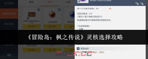 《冒险岛：枫之传说》灵核选择攻略