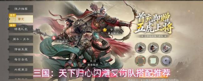 三国:天下归心闪避反伤队搭配推荐