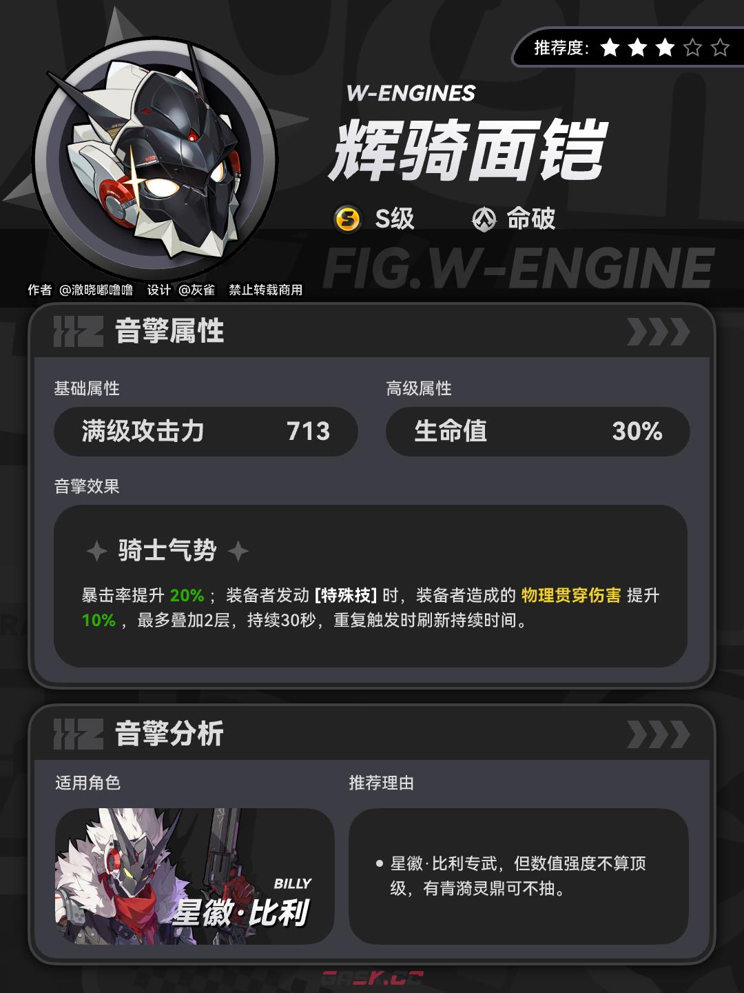 绝区零星辉比利专武辉骑面铠解析-第2张-手游攻略-GASK