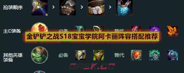 金铲铲之战S18宝宝学院阿卡丽阵容搭配推荐